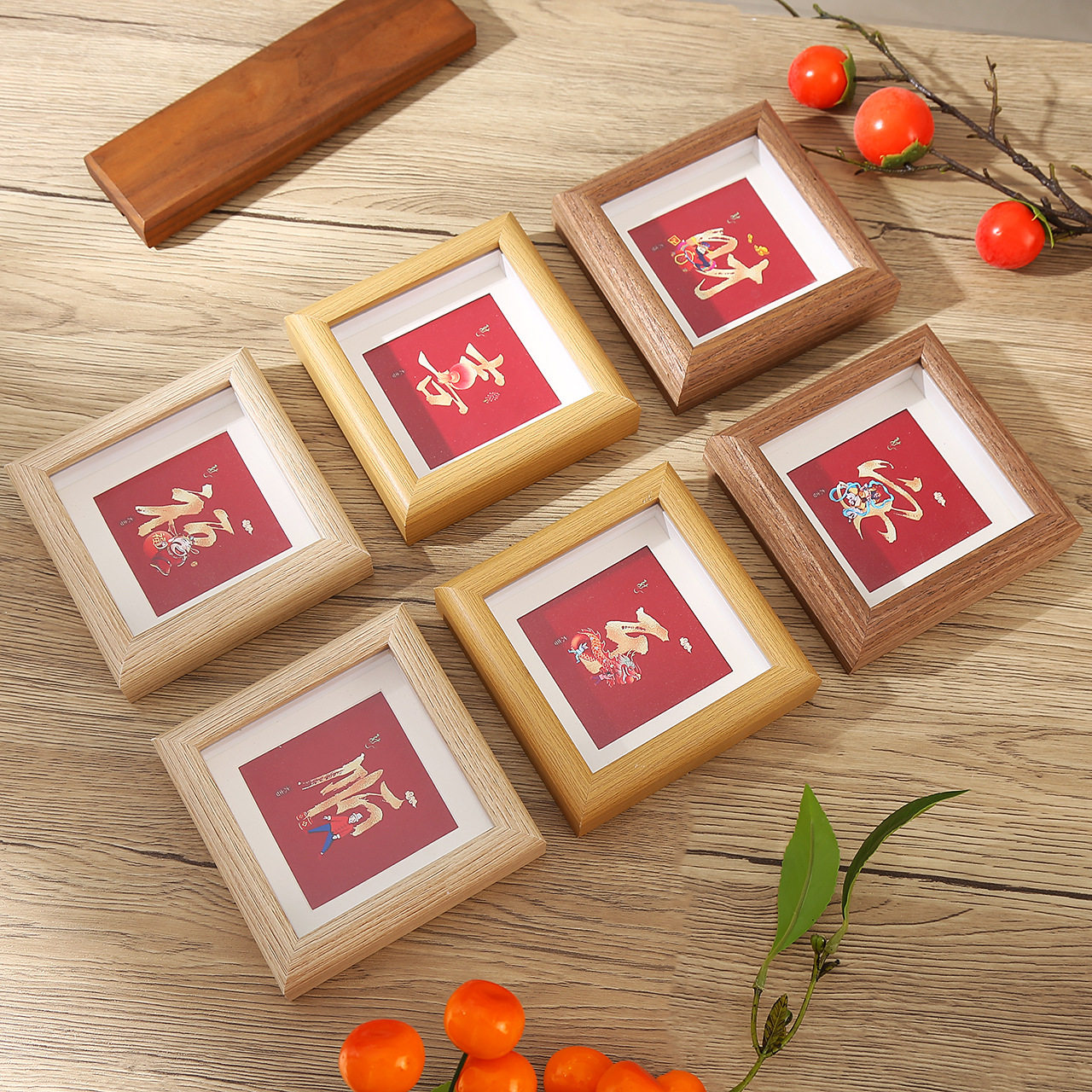 Hollow Photo Frame Table High-End Photo Frame Table Mini Square Picture Frame 4inch Wooden DIY Frame Oil Pastel