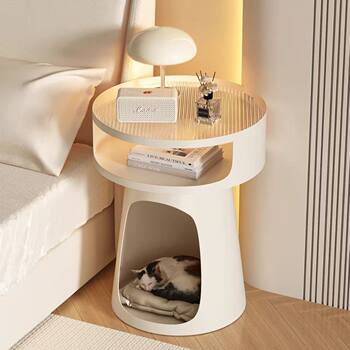 French Retro Aesthetic Bedside Table Bedroom Simple Small Apartment Cat Nest Sofa Side Table Creative High-End Storage Rack