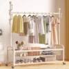 Floor-Standing Vertical Clothes Drying Rack Thickened Clothes Rack with Wheels Household Simple Living Room Coat Rack Bedroom Storage Rack