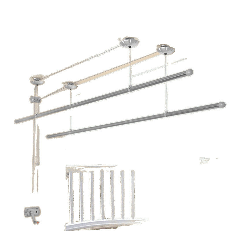 Balcony Clothes Drying Rack Lifting Hand-Cranked Automatic Double-Pole Stainless Steel Clothes Drying Rod Clothes Drying Rack One Piece Wholesale