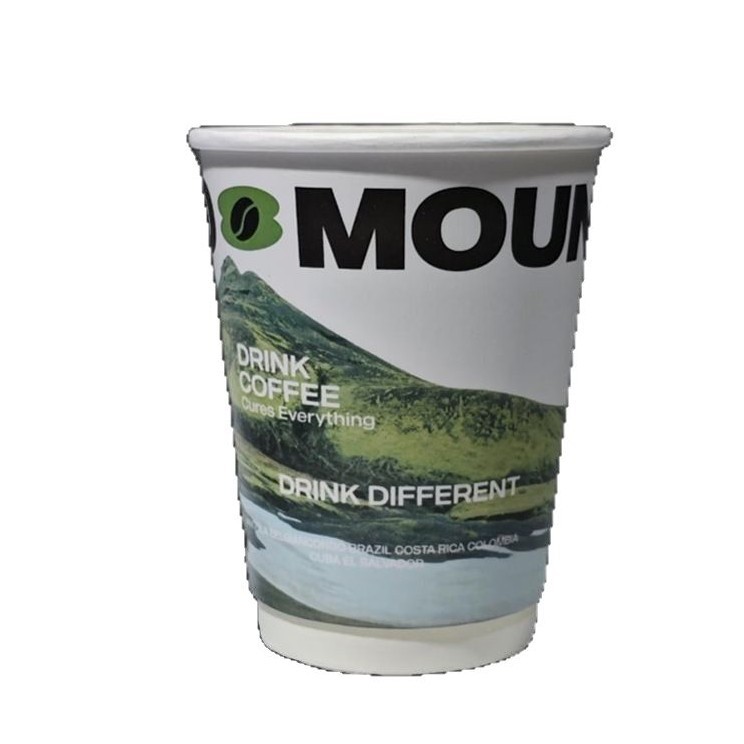 Coffee Cup Disposable Paper Cup 90 Caliber Double-Layer Hollow Thickened Anti-Scalding Takeaway Cup Hot Drink Cup Milk Tea Cup