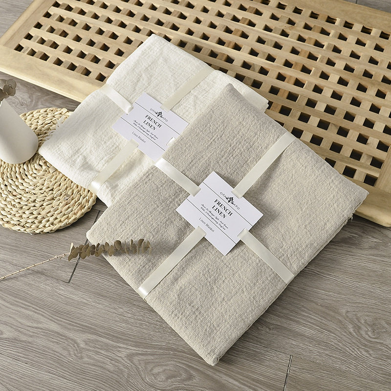 Simple and Luxurious Double-Layer Heavy Breathable Air-Conditioned Blanket, High-End Linen Bubble Blanket, Linen Blanket