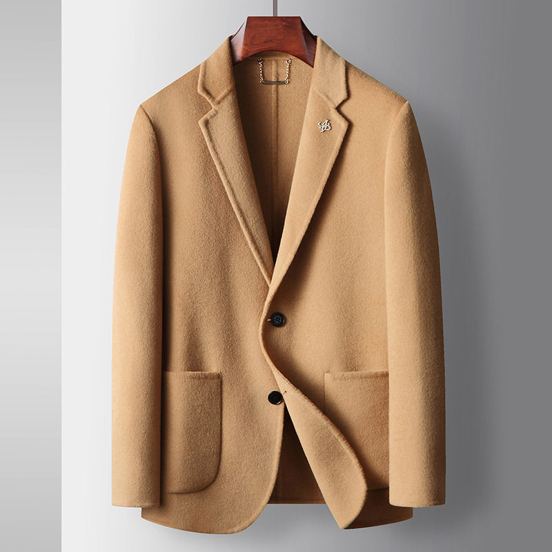 Áo Blazer Nam Wool Lông Cừu Trung Niên Phong Cách Doanh Nhân Màu Be, Xám