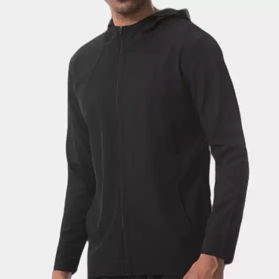 Lulu Men's Sports Jacket with Zipper, Windproof Hood, Outdoor Loose Casual Running Fitness Jacket, Lightweight and Windproof