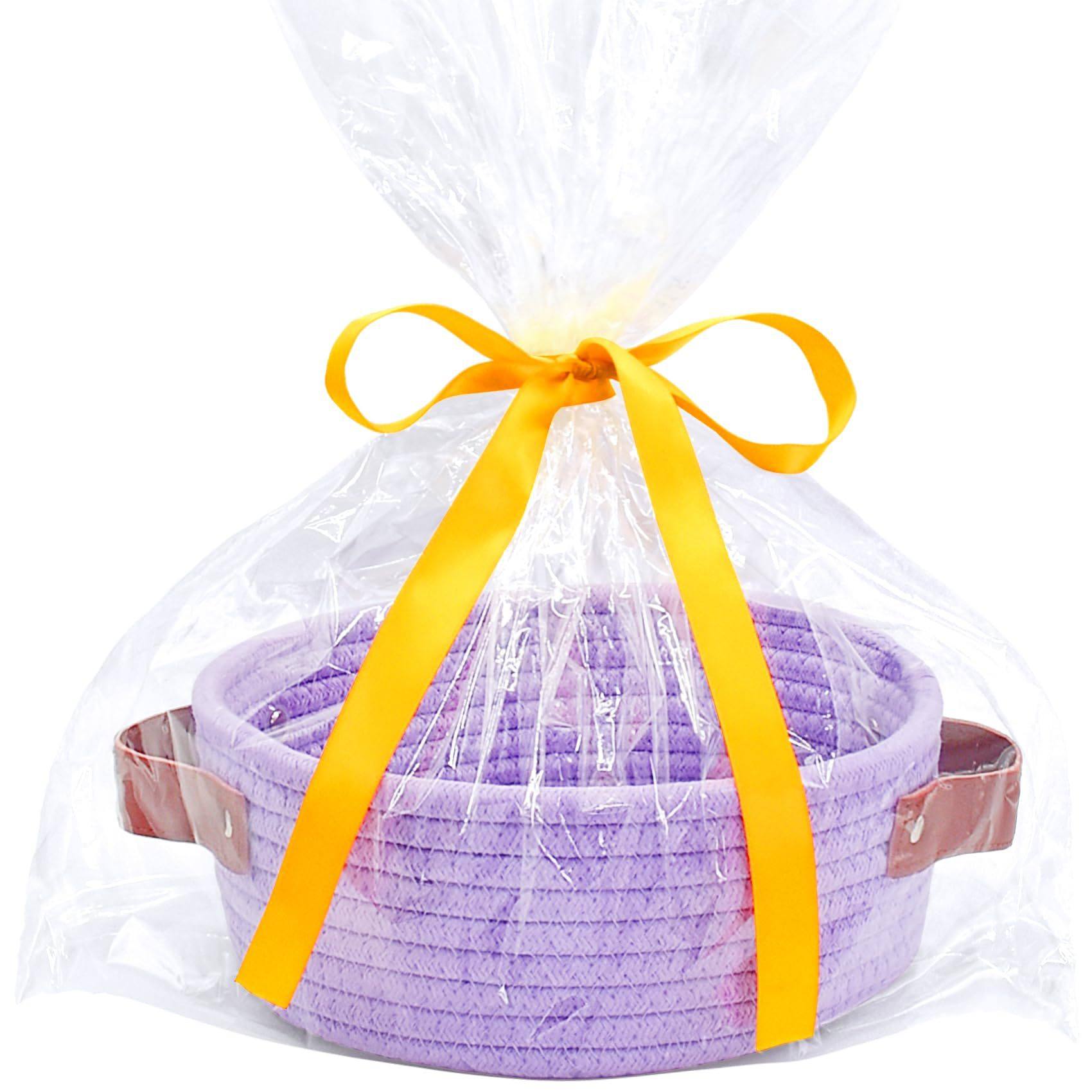 Amazon's Popular Cross-Border Round Leather Handle Cotton Rope Toy Bathroom Storage Basket Storage Basket Gift Basket