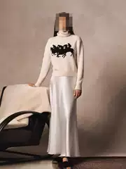 European and American Winter Heavyweight Women's Light Luxury Slimming Fashion Warm Three-Dimensional Horse Racing Jacquard Pattern Turtleneck Sweater