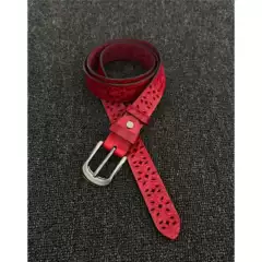 Ainworth North Gardenia Fragment Red Vintage Belt with Carved Hollow Design