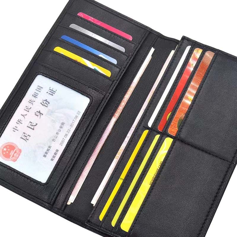 Factory wholesale men's and women's leather hand-woven long wallet sheepskin lightweight wallet large capacity card holder