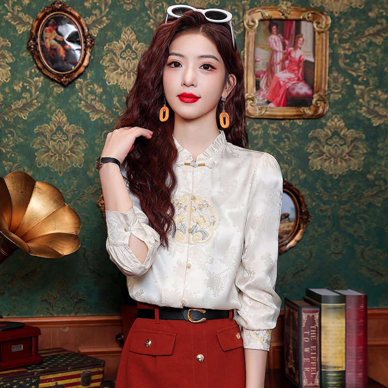 Autumn Clothing for Women with Horse Face Skirt New Chinoiserie National Style Buttoned Shirt Top 2025 New High-End Small Shirt Women's Clothing