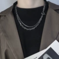 Silver double layer necklace