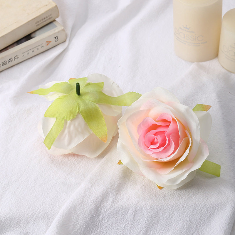 仿真玫瑰花头DIY假花绢花婚庆婚礼花材胸花发饰装饰花玫瑰花批发