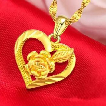 Vietnam gold collarbone water ripple necklace pendant love rose ladies gold-plated necklace pendant factory direct supply