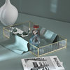 Changhong Stripe Glass Storage Tray Dressing Table Cosmetics Storage Box Desktop Organizer Metal Frame Mirror Tray