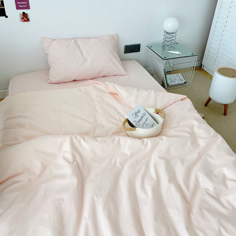 Open season solid color student dormitory three-piece cotton cotton school bedding bedroom upper and lower shop pure cotton sheets