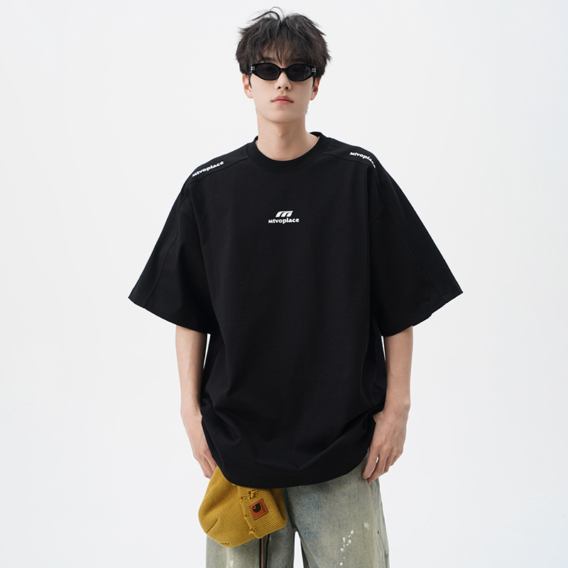 厂家直供 夏季防晒2025新款美式重磅短袖T恤男士宽松半袖休闲上衣