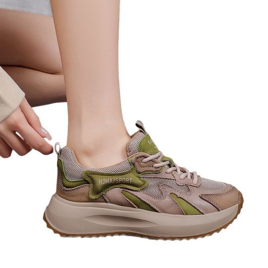 Heightened Thick-Soled Mesh Forrest Gump Shoes for Women 2025 Summer New Breathable Korean Style Sports and Leisure Versatile Running Shoes