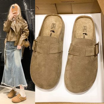 Japanese Birkenstock-Style Women's Shoes 2025 Spring New Thick-Soled Closed-Toe Mules for Outdoor Wear Lazy Fishing Birkenstock Slippers