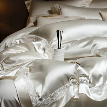 2 Italian High Luxury Heavy Silk Satin Naked Sleeping Bedding High-end Ultra-fine Denier Silk Cotton Four-piece Home Textile