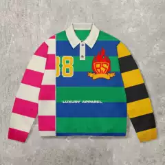 2025 AliExpress new fashion trend 3D printing long sleeve POLO street trend sweater