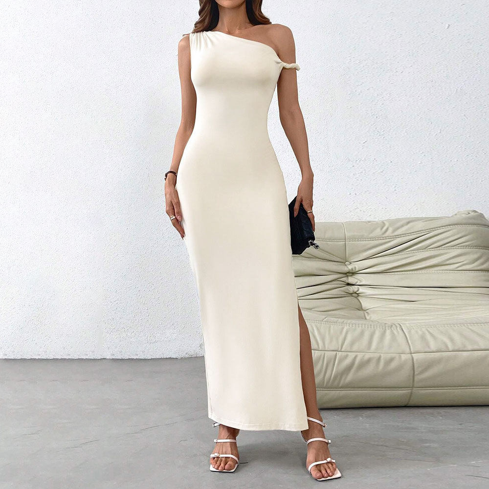 Elegant Off Shoulder Maxi Dress Sexy Design Flattering Fit Perfect for Petite Sizes Spring Summer Occasion