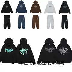 Cross-border American-style High Street Niche ADWYSD Hoodie Sun Roll fleece-lined Hoodie Loose Men's and Women's Hooded Sweatshirt