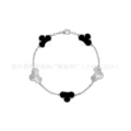 Laser white gold between five-flowered black agate