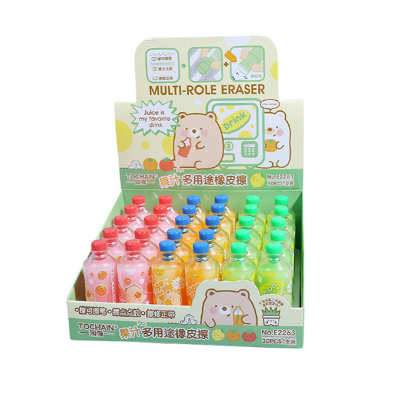 Cute Tuanzi Beverage Bottle Eraser Creative Modeling Pencil Eraser Art Cartoon Examination Sketch Clean Eraser