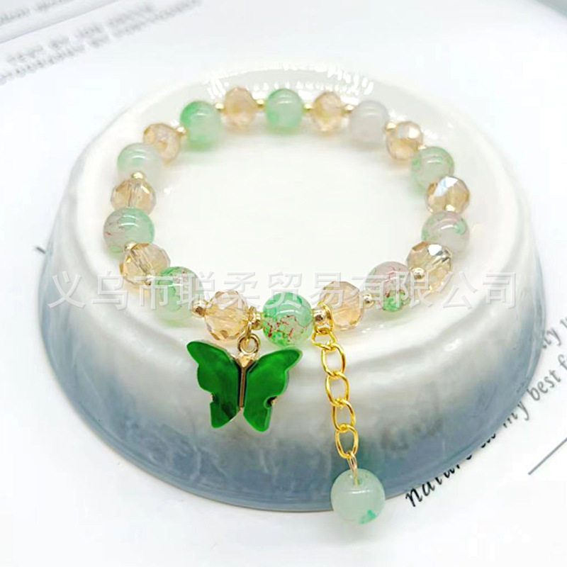 Cross-border Fashion Multi-color Butterfly Bracelet Female Mori Student Crystal Bracelet Korean Niche Jewelry Live Supply