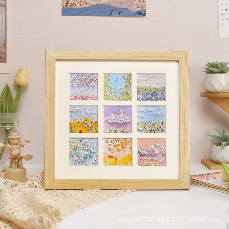 Oil painting stick picture frame diy four-grid nine-grid hand-made creative gift wholesale square photo frame decoration