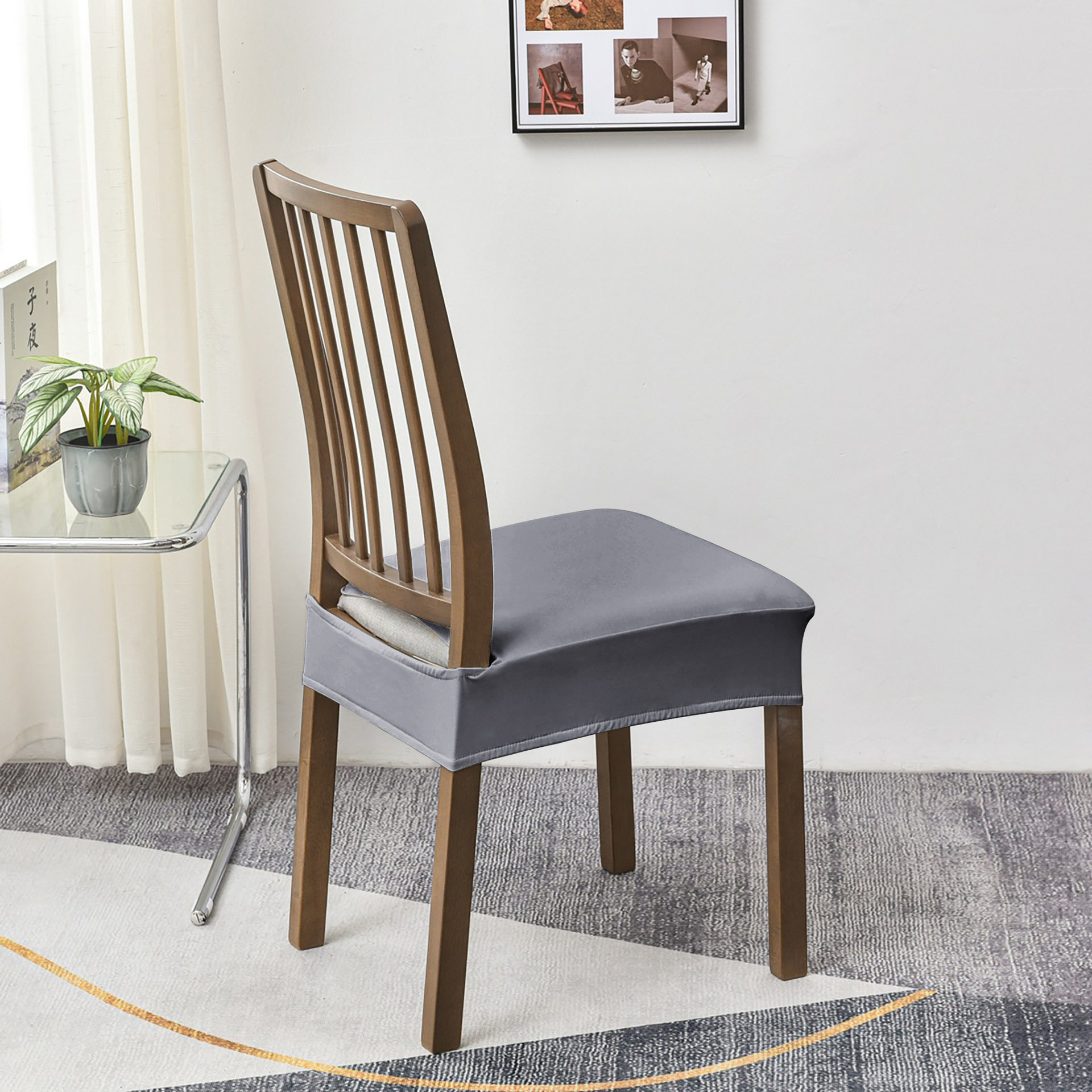 Pu Leather Chair Seat Cover Waterproof Cross-Border Home Dining Chair Cover Half-Pack Hotel Hotel Pu Leather Chair Cover