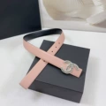 3.0cm wide black with pink thread and silver buckle