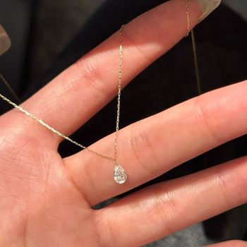 Water Drop Zircon Necklace Women's Light Luxury Niche Design Sense Advanced Sense Clavicle Chain Accessories Exquisite Necklace Choker