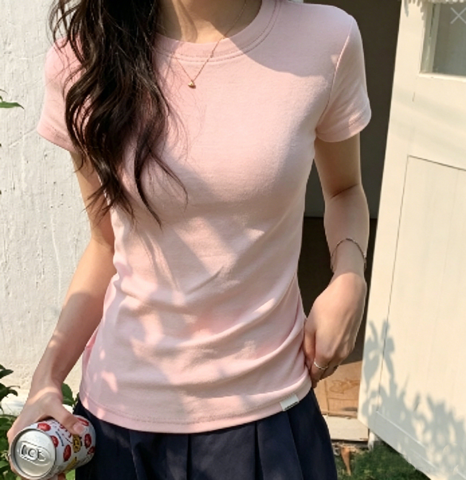 跨境打底修身短袖t恤女韩版新款外贸ins显瘦短款时尚上衣女潮批发