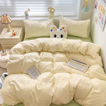 Class a Thickeneded Pure Brushed Soft Four-Piece Bed Quilt Cover Twill Cartoon Student Dormitory Bed Bed Sheets Three-Piece Set