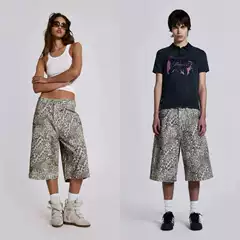 Jaded London 24 New Faded Leopard Print All-Over Printed Loose Wide-Leg Low-Waist Straight Pants Fashionable Jeans