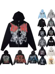 Cross-Border Fashion New Style Mixed Emotion American Street Hip-Hop Pure Cotton Highly Authentic Hooded Sweatshirt