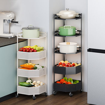 Multi-layer Fruit and Vegetable Food Storage Rack Movable Storage Rack Wheeled Universal Wheel Cookware Kitchen Storage Rack
