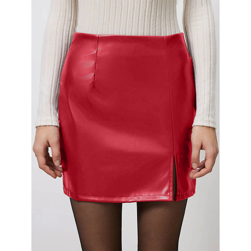 PU Leather Bodycon Dress Sexy Split Design Stylish Fit Perfect for Parties Ready to Ship Low MOQ