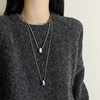 Simple silver Water Drop Titanium Steel Necklace Women's Color-free Light Luxury Niche High-end Long Sweater Sweater Chain Accessories