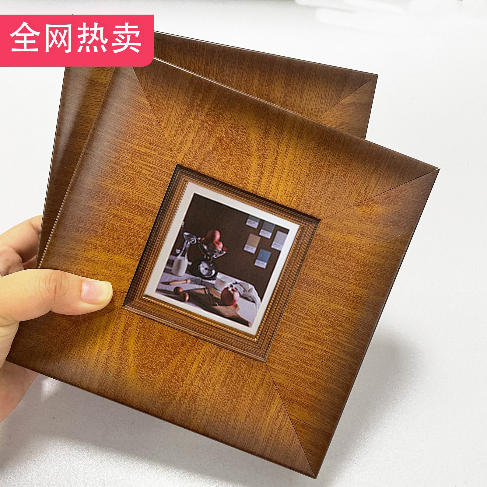 Picture Frame Solid Wood Decorative Photo Frame Vintage Oil Picture Frame Mounted Self-Mounted Wall-Hanging Printing Empty Frame Line Wholesale Cross-Border