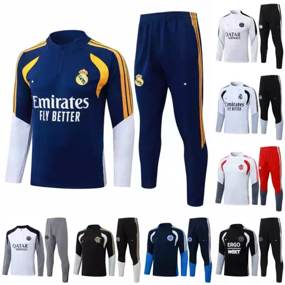 2627 Football Training Uniform Real Madrid Autumn and Winter Football Uniform Long-Sleeved Miami Game Training Jersey Casual Sports