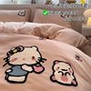 Cartoon Milk Velvet Four-Piece Winter Thickeneded Flannel Quilt Cover Bed Sheetss Student Dormitory Three-Piece Fleece-Lined Bedding Set