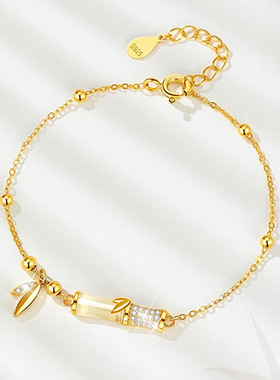 和田玉竹节手链女耳坠玉石手串生日礼物送女友老婆