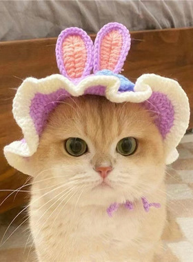 宠物搞笑头套猫咪狗狗编织帽子