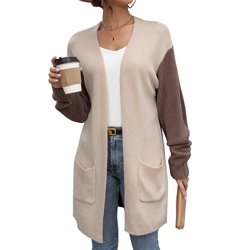 Womens Color Block Cardigan Long Sleeve Autumn Style Cozy Knit Wholesale Available factory direct