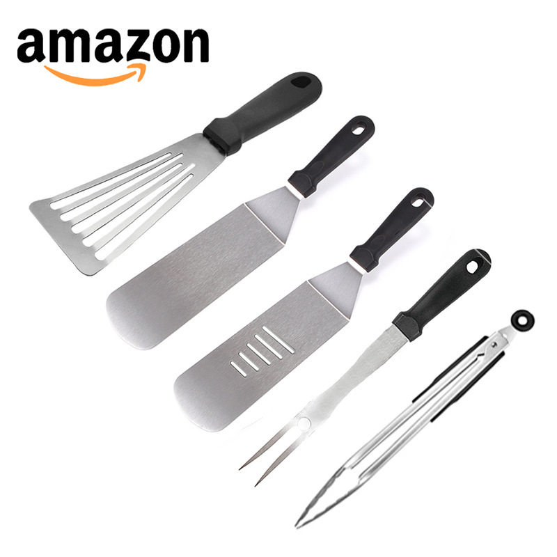 Amazon Outdoor Stainless Steel Barbecue Tools 45-Piece Set Bbq Shovel Teppanyaki Export-Specific Grilling Set