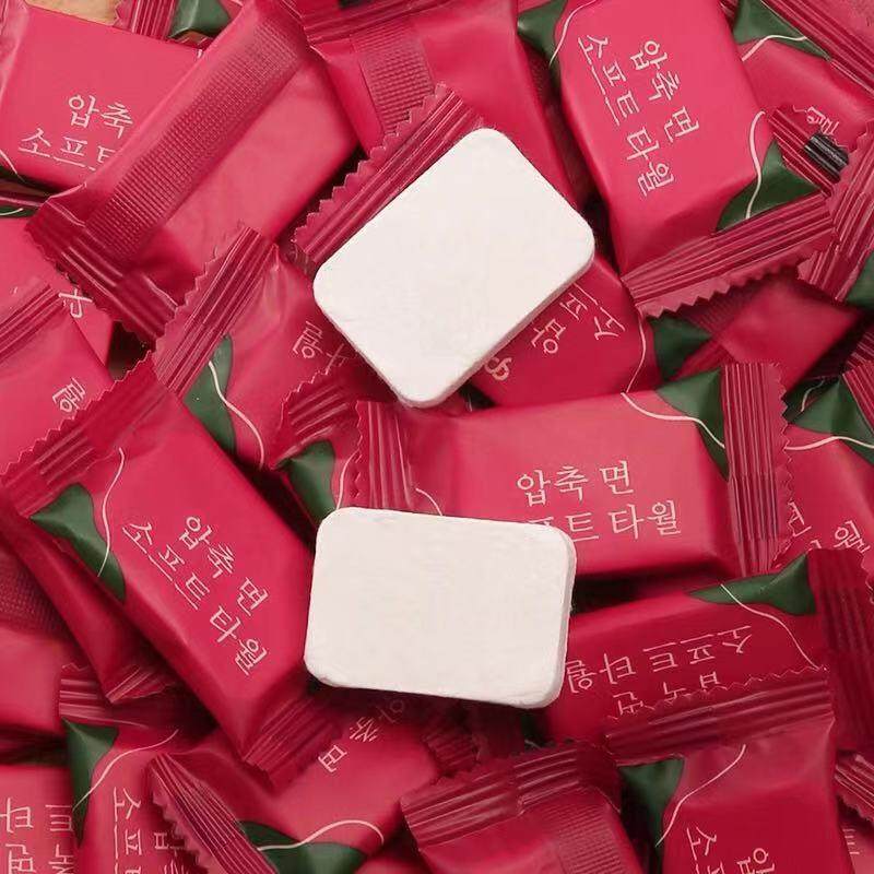 Disposable Compressed Towel Face Wash Towel Travel Wear Thickened Small Square Towel Portable Cleansing Towel Thickened Absorbent Pure Cotton Wipe