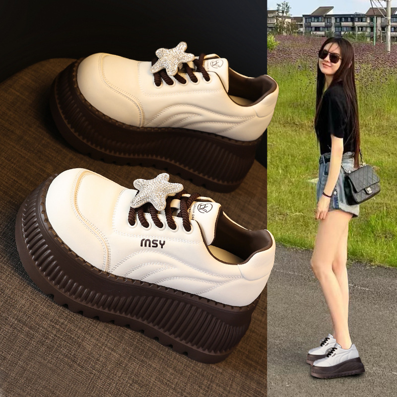 Giày Thể Thao Tăng Chiều Cao Nữ Gắn Đá Đế Cao Hàng Mùa Xuân Thu Đông