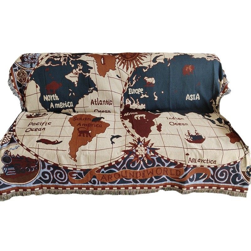 European-style map jacquard sofa towel cover cloth anti-dirt cover cover full cover warm thread blanket knitted blanket wholesale generation