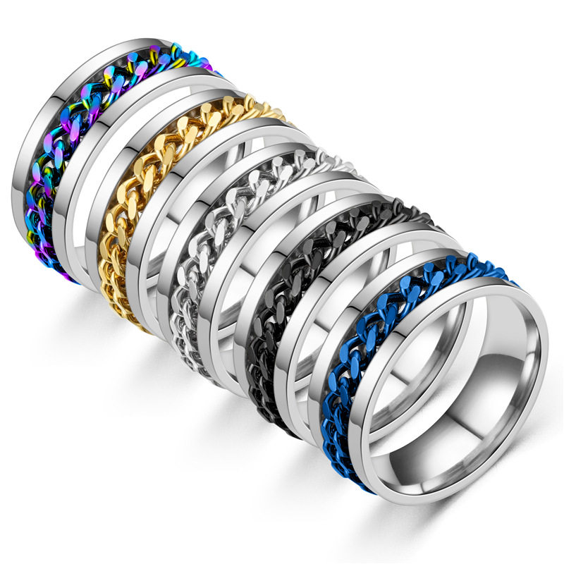 Cross-border supply Steel titanium men's ring, stainless ste...
